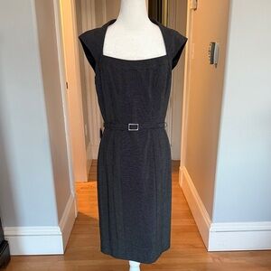 White House Black Market Charcoal Midi Dress with Belt